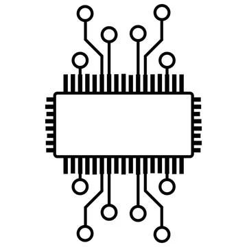 Silhouette of simple schematic chip or component for microcircuits isolate... Stock Photos