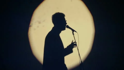 Silhouette of the singer Stock Footage 92546542