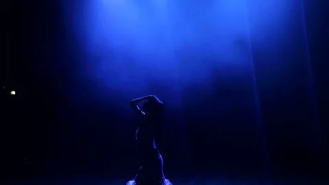 Silhouette of singer on stage on a blue ... | Stock Video | Pond5