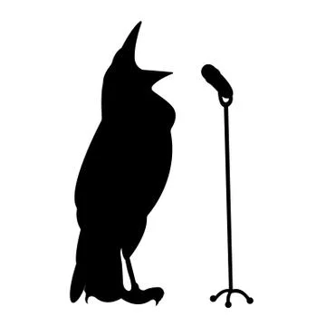 Silhouette of singing bird. Ilustración de archivo
