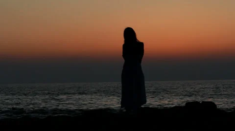 Silhouette of the single lady Video stock 38925188
