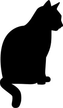 Silhouette sitting Cat Stock Illustration