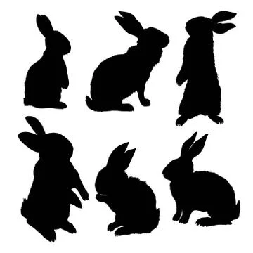 Silhouette of a sitting up rabbit, vector illustration Stock Illustration