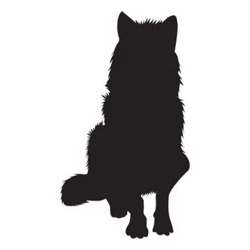 Silhouette Of Sitting Wolf 스톡 일러스트