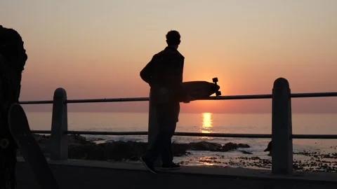 Silhouette skateborder Stock Footage 337418214