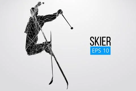 Silhouette of skier jumping isolated. Vector illustration Stock Illustration