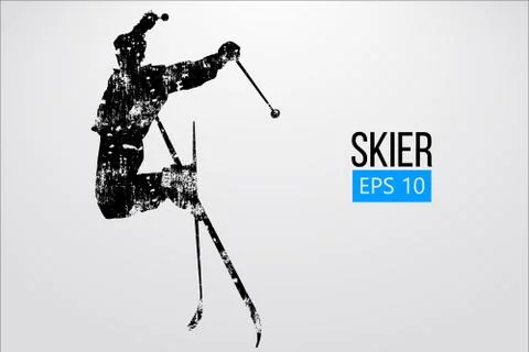 Silhouette of skier jumping isolated. Vector illustration Stock Illustration