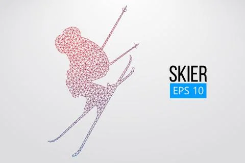 Silhouette of skier jumping isolated. Vector illustration Stock Illustration
