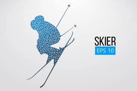 Silhouette of skier jumping isolated. Vector illustration Illustrazione stock