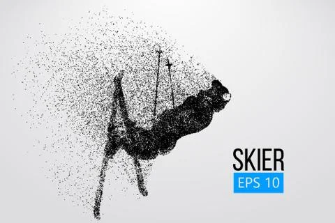 Silhouette of skier jumping isolated. Vector illustration Stock Illustration