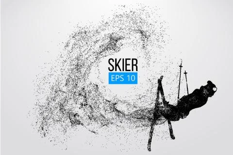 Silhouette of skier jumping isolated. Vector illustration Stock Illustration