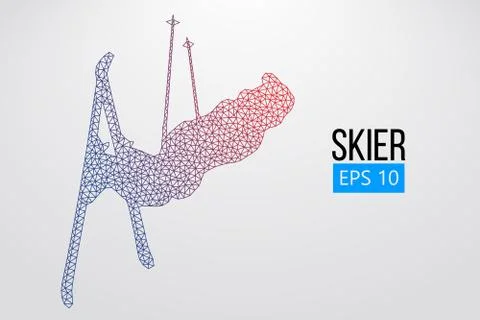Silhouette of skier jumping isolated. Vector illustration Stock Illustration