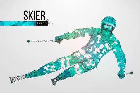Silhouette of a skier jumping isolated. Vector illustration Illustrazione stock