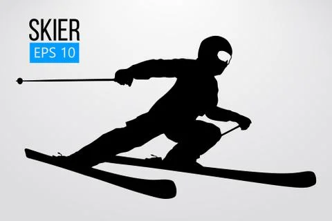 Silhouette of skier jumping isolated. Vector illustration Stock Illustration