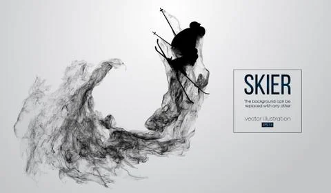 Silhouette of a skier on white background Stock Illustration