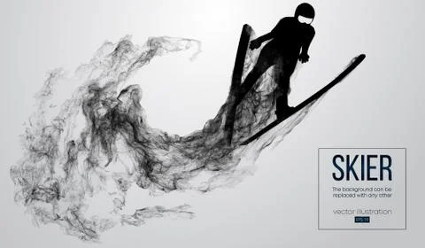 Silhouette of a skier on white background Stock Illustration