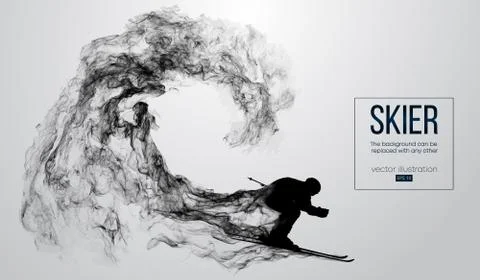 Silhouette of a skier on white background Stock Illustration