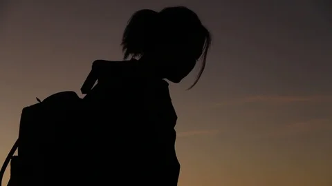 Silhouette, the sky, the sea Stock Footage 123143368