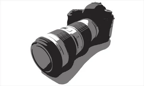 Silhouette of a SLR camera Stock Illustration