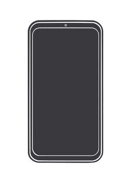 Silhouette of smartphone with full touchscreen off. Vector illustration icon. Stock Illustration
