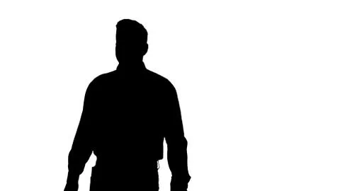 Silhouette Smiling worker doing ok gesture with hammer in hand. 스톡 일러스트
