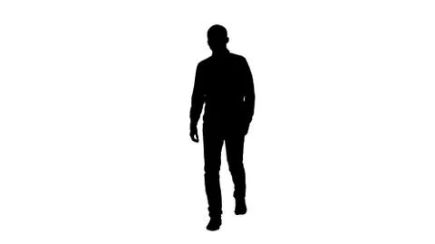 Silhouette Smiling young man is walking. Stock Illustration