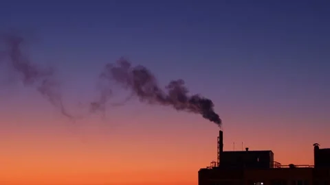 Silhouette of smoke at sunset. Stock Footage 229405650