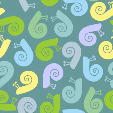 Silhouette  snail with spiral shell. Vector seamless texture. イラスト素材