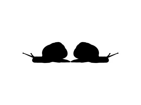 Silhouette of the Snails are also called Escargot, Flat Style Stock Illustration