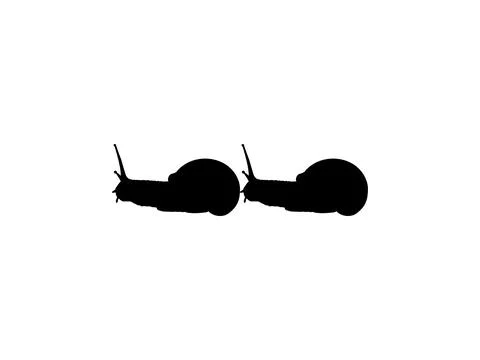Silhouette of the Snails are also called Escargot, Flat Style Stock Illustration
