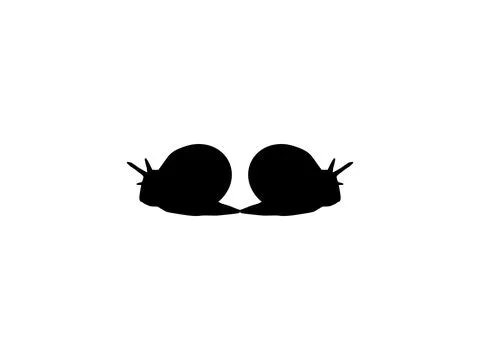 Silhouette of the Snails are also called Escargot, Flat Style Stock Illustration