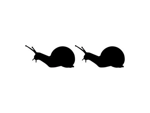 Silhouette of the Snails are also called Escargot, Flat Style Stock Illustration