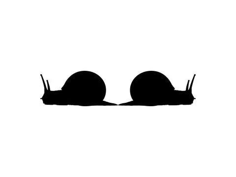 Silhouette of the Snails are also called Escargot, Flat Style Stock Illustration