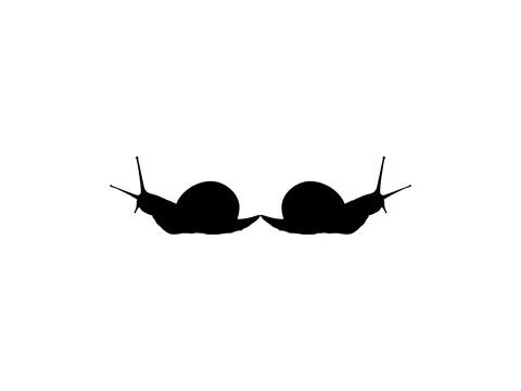 Silhouette of the Snails are also called Escargot, Flat Style Stock Illustration