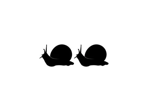 Silhouette of the Snails are also called Escargot, Flat Style Stock Illustration