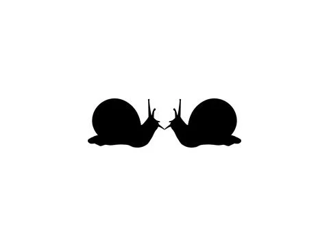 Silhouette of the Snails are also called Escargot, Flat Style Stock Illustration
