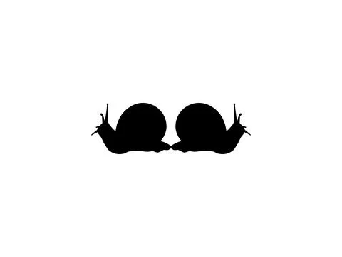 Silhouette of the Snails are also called Escargot, Flat Style Stock Illustration