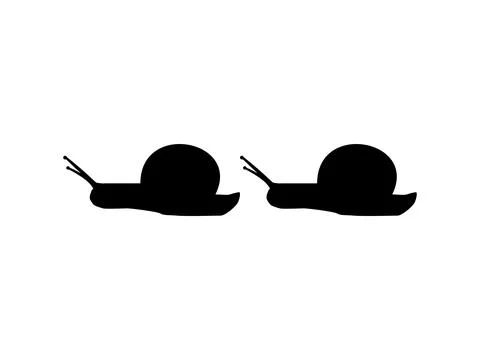 Silhouette of the Snails are also called Escargot, Flat Style Stock Illustration