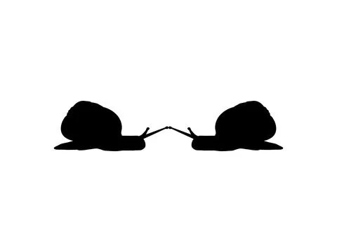Silhouette of the Snails are also called Escargot, Flat Style Stock Illustration