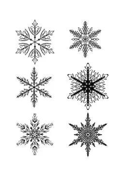 Silhouette snow-flake on white background. Vector illustration. Stock Illustration