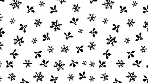 Silhouette snow holly berries pattern Stock Footage 246706445