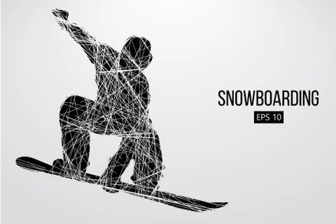 Silhouette of a snowboarder jumping isolated. Vector illustration Stock Illustration