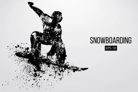 Silhouette of a snowboarder jumping isolated. Vector illustration Stock Illustration