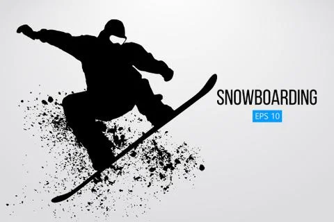 Silhouette of a snowboarder jumping isolated. Vector illustration Stock Illustration