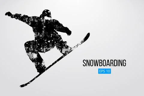 Silhouette of a snowboarder jumping isolated. Vector illustration Stock Illustration