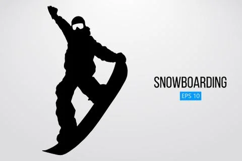 Silhouette of a snowboarder jumping isolated. Vector illustration Stock Illustration