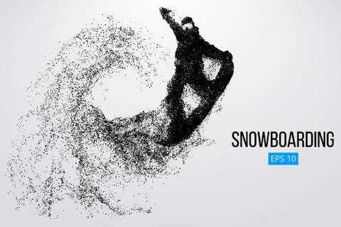 Silhouette of a snowboarder jumping isolated. Vector illustration Stock Illustration