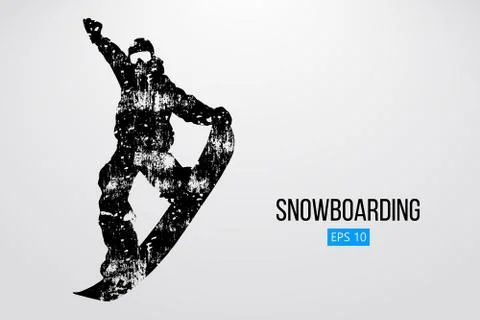 Silhouette of a snowboarder jumping isolated. Vector illustration Stock Illustration