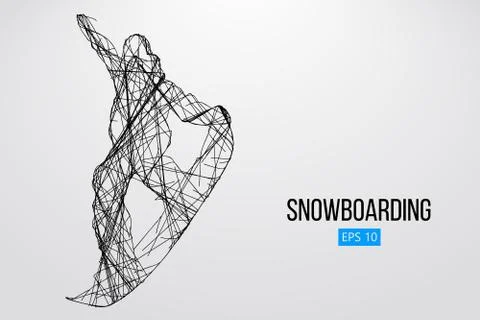 Silhouette of a snowboarder jumping isolated. Vector illustration Stock Illustration