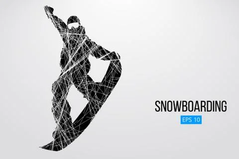 Silhouette of a snowboarder jumping isolated. Vector illustration Stock Illustration